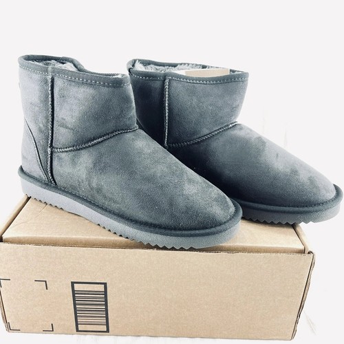 DREAM PAIRS Women Faux Fur Lined Suede Ankle Boots Grey Size 6 EUR 39