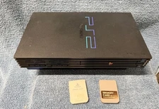 Sony PlayStation 2 Home Console - Black w/ 2 Controllers, @ Mem. Cards, Needs PS