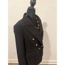 Banana Republic Womens Black Double Breasted Gold Button Blazer Jacket Size 14