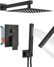 Shower Faucet Set Rainfall Shower System with Square Showerhead and Handle Se...