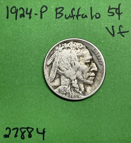 1924 Buffalo 🦬 Indian Head Nickel 5c Vf Very Fine