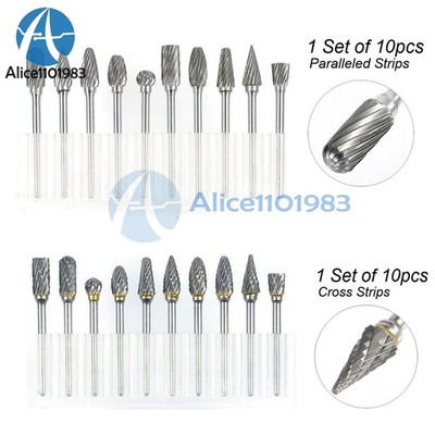 10PCS Set 3*6mm Tungsten Steel Grinding Head   Rotary File Engraving Cutter #lk