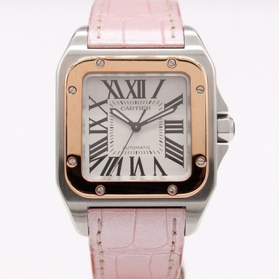 Cartier Santos 100 Midsize 18k Rose Gold and Steel 2878