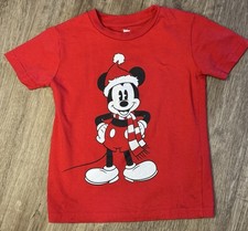 Disney Junior Red Christmas Mickey Mouse With Santa Hat Tshirt 4T