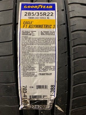 2 New 285 35 22 Goodyear Eagle F1 Asymmetric 3 Summer Tires (NOS)