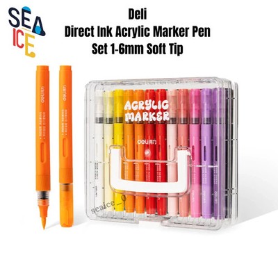 Deli Acrylic Marker Pen Set 1 6mm Soft Tip Waterproof Rich Color Non-Toxic | New