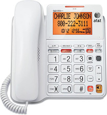AT T CL4940 Corded Answering System with Backlit Display, White, Display Dial, M