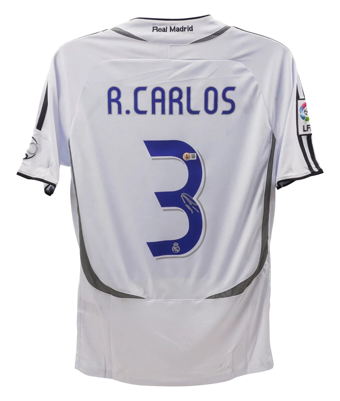 ロベルト カルロス ユニフォームReal Madrid R.CARLOS 3 Roberto Carlos Signed Real Madrid FC Home Soccer Jersey #3 with