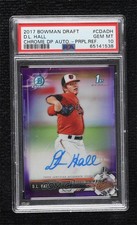 2017 Bowman Draft Chrome Pick Purple Refractor DL Hall PSA 10 GEM MT Auto 3pb
