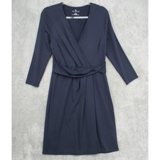 Talbots Dress Womens Medium Stretch Knit Cooling Side Zip Navy Office Career