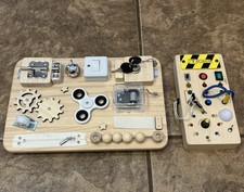 Wooden Electronic Montessori Style Busy Boards With Lights Sounds Lot Set Of 2