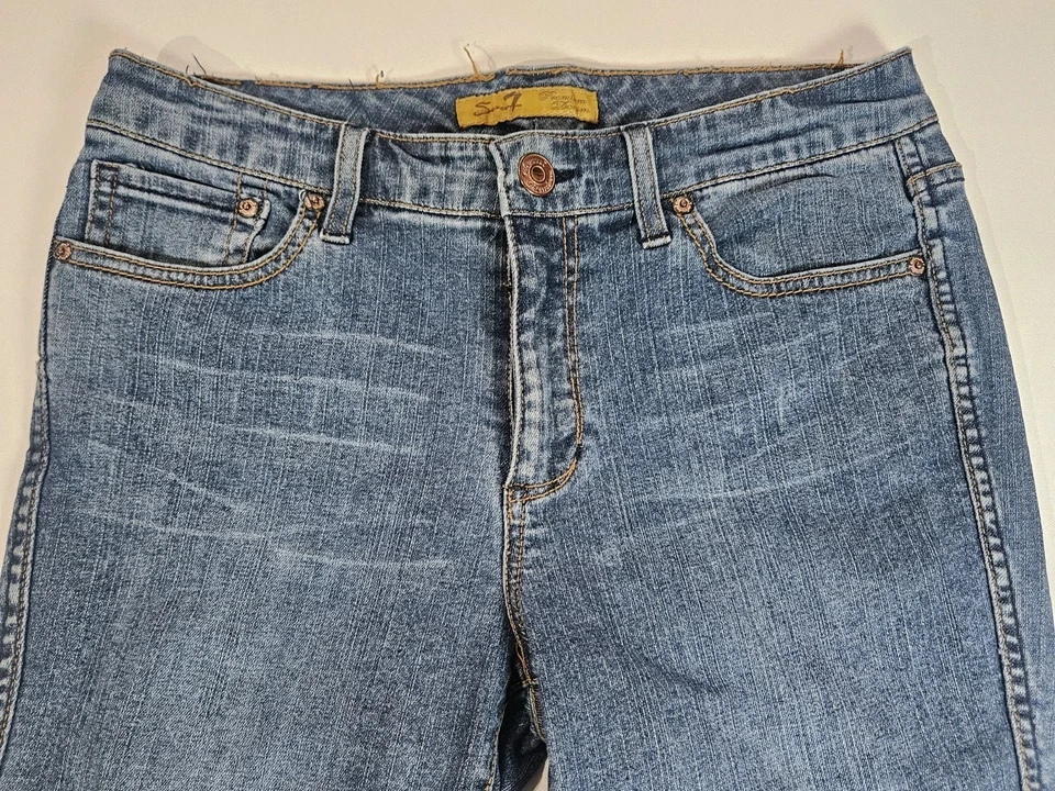 Pantalones cortos de mezclilla para mujer Seven7 8 hasta la rodilla bolsillos con tachuelas ropa de verano Foto 4 de 4