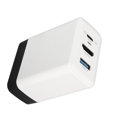 Black White US Plug Portable Dock Charger Adapter 3 In 1 Fast Charging HD Multim