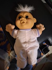 Vintage Russ Baby Troll Doll "12 Inches White Hair Pajamas Blue Eyes