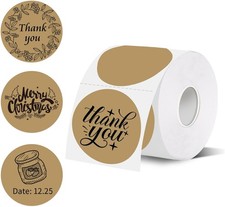 Thermal Labels,2 Inch Brown Round Thermal Printer Stickers,Self-Adhesive Round D
