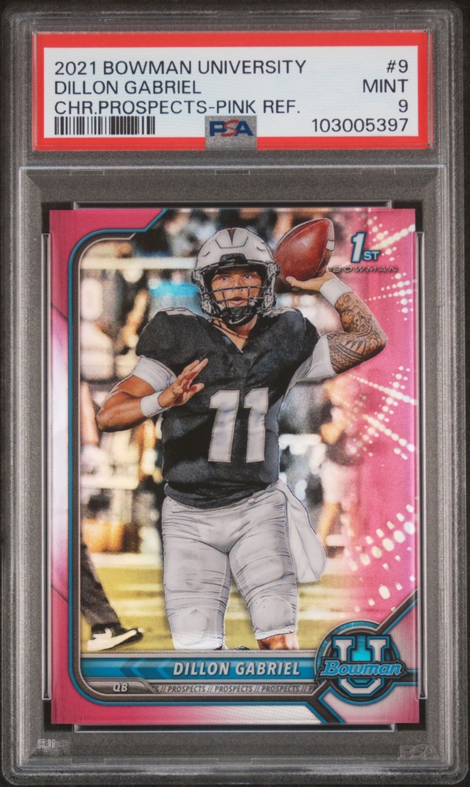 2021 Bowman U Chrome Dillon Gabriel 1st Pink Refractor #9 PSA 9 Mint