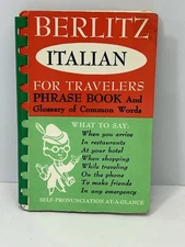Vintage BERLITZ Italian Phrase Book for Travelers Glossary of common words