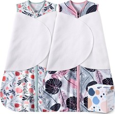 2-Pk Baby Sleep Sack Organic Cotton Wearable Blanket Swaddle Unisex Med 6-12 Mo