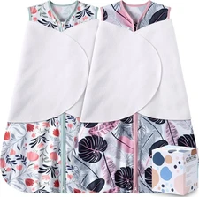 2-Pk Baby Sleep Sack Organic Cotton Wearable Blanket Swaddle Unisex Med 6-12 Mo