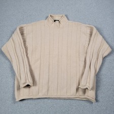 J Crew Oarsman Roll Neck Sweater Women Large Beige Wool Cropped Fisherman Preppy