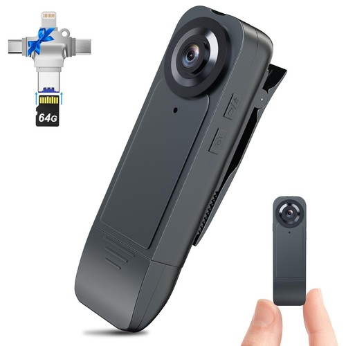 Mini Body Camera 2025 Upgrade 1080P HD Portable Bodycam with 4 in 1 Card Read...