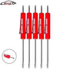 5PCS Mini Pocket Screwdriver Flat Head Tip with Phillips Top Pocket Clip Red