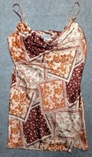 Boho Floral Patchwork Dress Size S Spaghetti Strap Slit