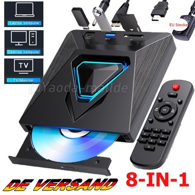 8 in 1 Externe DVD RW CD-Laufwerk USB 3.0 Disc Player Brenner TF Reader TV HDMI
