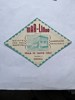 Vintage MAR-LINDO HOTEL PRAIA DE SANTA CRUZ DECAL Porto, Portugal