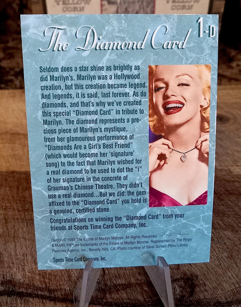 1993 Sports Time MARILYN MONROE #1-D The Diamond Card / Stone