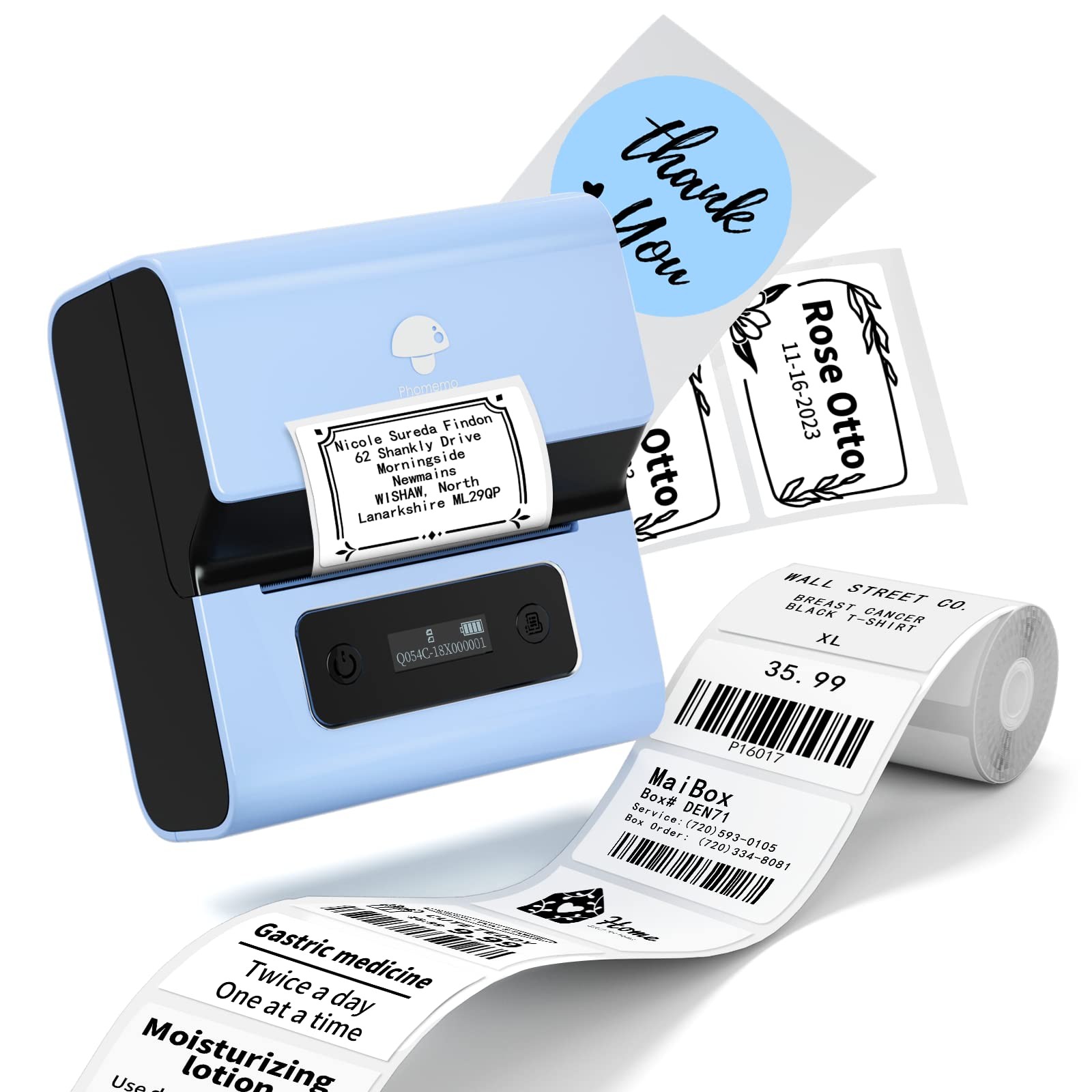 Bluetooth Label Printer M221 - 3 Inch Barcode Label Maker Machine with Wireless Connectivity