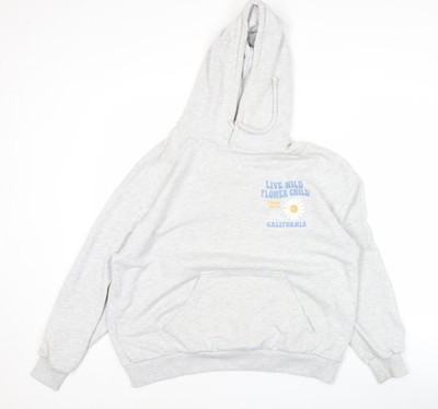 Pull&Bear Teens Hoodie grau Grafik S California Blumenkind