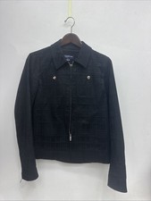 Jones New York black textured cotton/spandex full zip jacket Medium