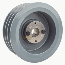 Cast Iron 6.5" Triple Groove Pulley 3 Belt B Section 5L with 1" Sheave Bushing