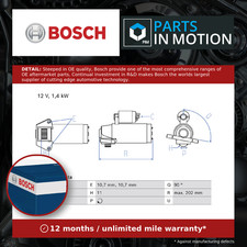 Starter Motor fits MAZDA 3 BL 2.0 08 to 12 Bosch LF8J18400B Quality Guaranteed