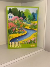 Jigsaw Puzzle Floral River Flowers Garden Path Scene Complete Poster Included
