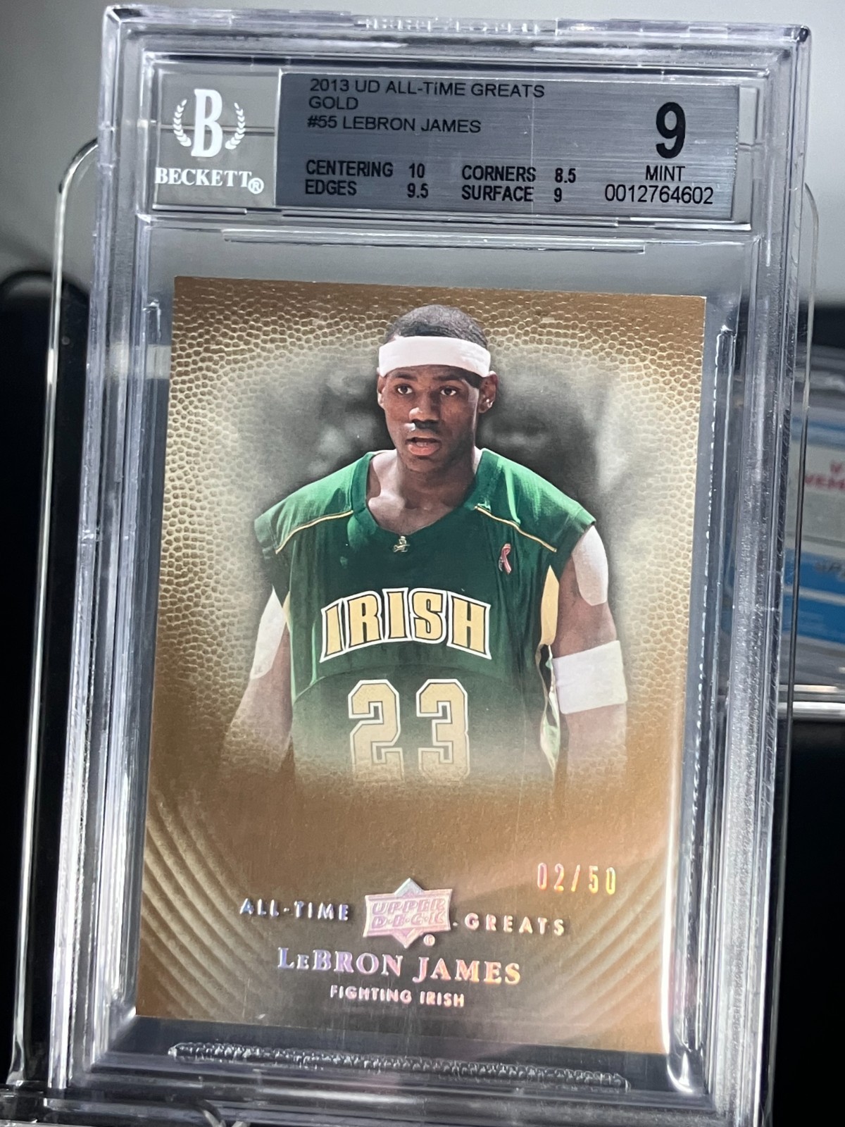2013 UD All Time Greats LEBRON JAMES #55 Gold 02/50 BGS 9 Mint
