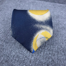 Ermenegildo Zegna Tie Mens One Size Blue Silk Necktie Geometric Print Made Italy