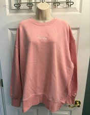 Superdry Pink Crewneck Sweatshirt Oversized Logo Cotton Pullover M/L