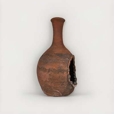 Vintage Mexican Chiminea Candle Holder 12  Red Clay Chimney Bird Feeder