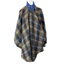 Boyne Valley Weavers Wool Blend Plaid Tartan Cape Handcrafted Ireland One Size