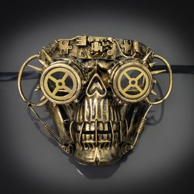 Masquerade Mask New Steampunk Gold Evil Genius Scientist Halloween Costume