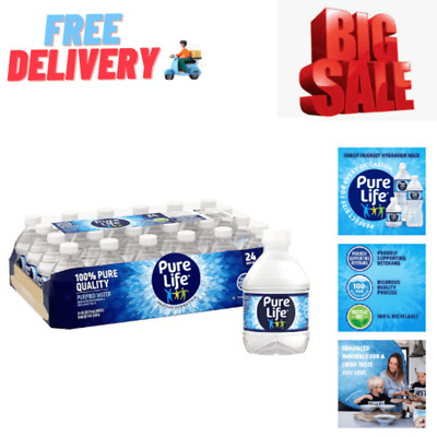 Pure Life, Purified Water, 8 Fl Oz, Plastic Bottled Water, 24 Pack *FRESH*