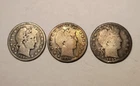 1895-O, 1896-P, 1897-P BARBER SILVER HALF DOLLARS 50C