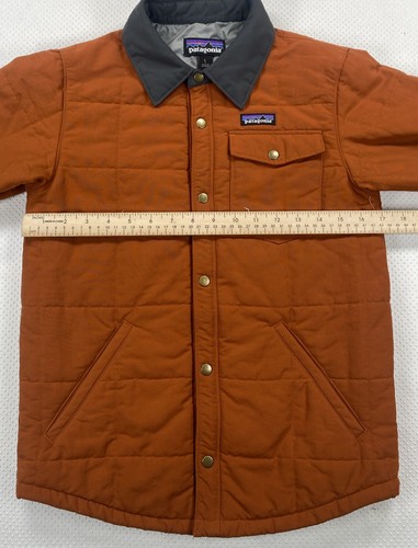Patagonia Boys Quilted Shacket Size Large (12) Copper Ore Orange Button Up - Picture 3 of 6