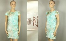 SUZI CHIN MAGGY BOUTIQUE Stretch Fish Scale Sequins Jeweled Cocktail Shift Dress