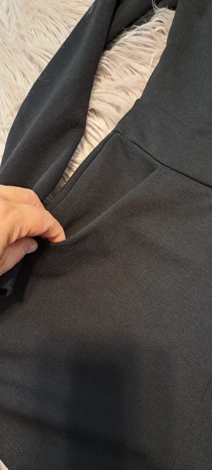 Mameluco Silence + Noise para mujer negro poliéster cuello en V manga ajustada cremallera trasera talla S Foto 2 de 4