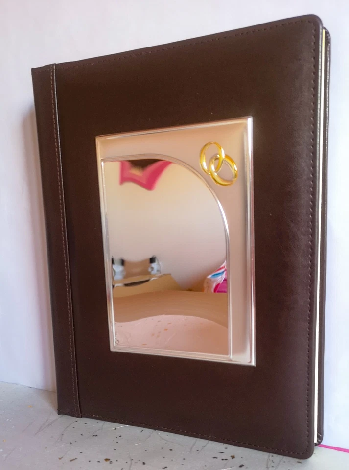 ALBUM FOTOGRAFICO MATRIMONIO IN PELLE E ARGENTO 925 ITS ARGENTI +CERTIFICATO🇮🇹 - Immagine 3 di 4