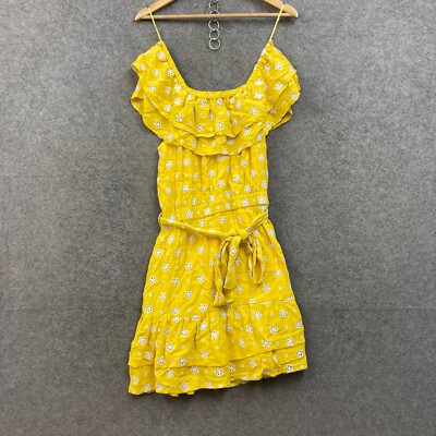 Seed Heritage Dress Womens S Small Yellow Off Shoulder Elastic Waist Belt 47315