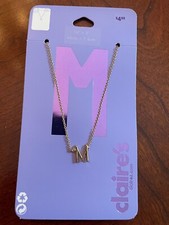 New Gold M Initial Charm Necklace from Claire's